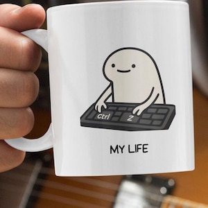 Ctrl+Z My Life Tasse | Lustige Kaffeetasse fürs Büro | Geschenk für Technik-Kollegen | Tasse mit Tastenkombination | Witziges Arbeitsgeschenk