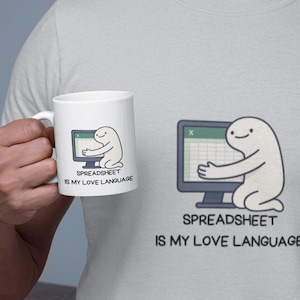 Taza "La hoja de cálculo es mi lenguaje del amor" | Regalo divertido para amantes de Excel | Taza de café para analistas de datos | Regalo para compañeros de trabajo contables | Taza con humor de oficina