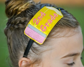 School Grade/ Name Pencil Headband