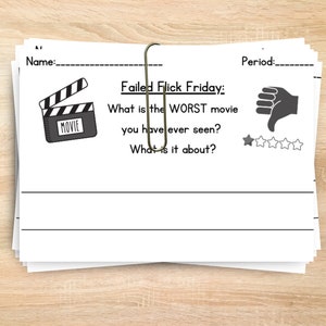 Weekly Warm-ups *PACK #5* // Warm-ups for Each Day of the Week // Classroom Materials // Ideal for Grades 5-12 // Black + White