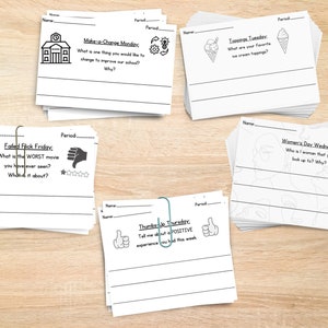 Weekly Warm-ups *ALL PACKS (#1 - #5)* // Warm-ups for Each Day of the Week // Classroom Materials // Ideal for Grades 5-12 // Black + White