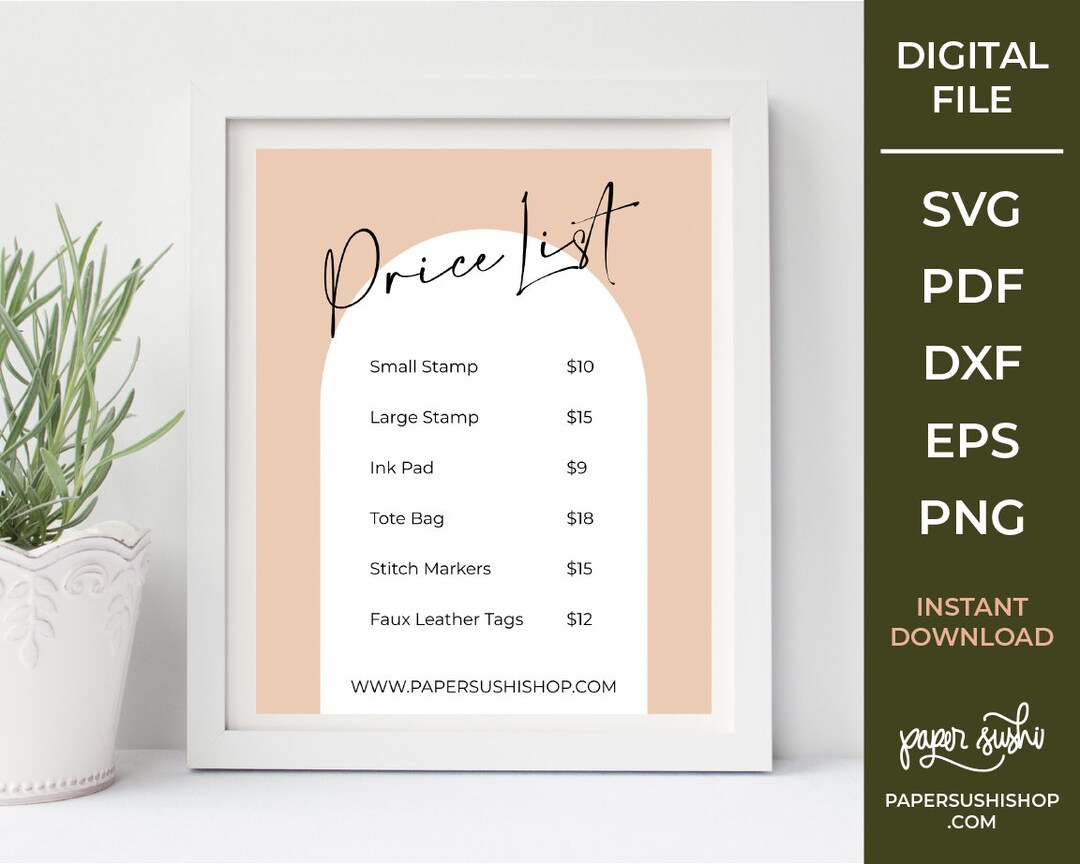Printable Editable Price List Sign Craft Fair Template - Etsy