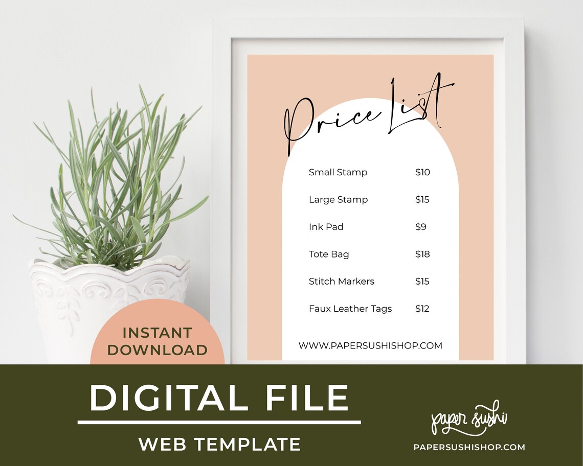 Printable Editable Price List Sign Craft Fair Template - Etsy