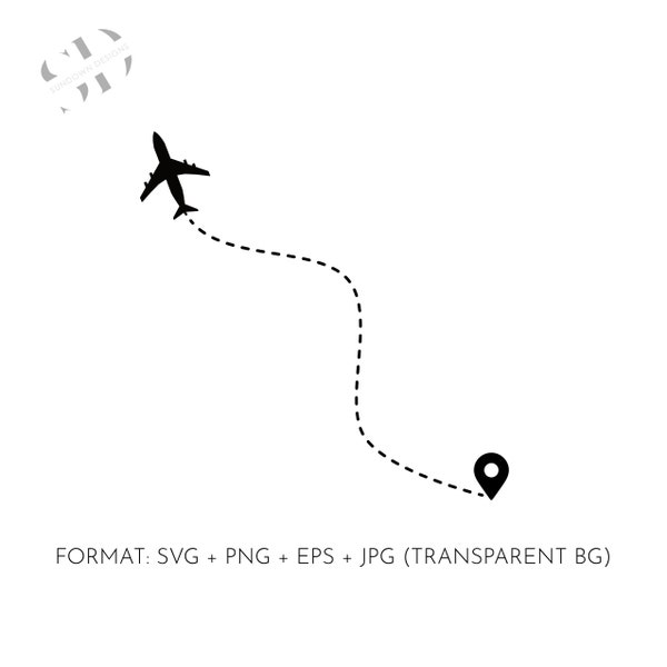 Airplane Dotted Line Instant Download png/svg/eps/jpg files