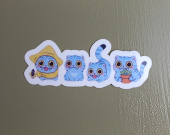 Derpy Blue Tiger, Kpop, hunters, demon Cat and bird demon hunter sticker, K-pop demon hunter sticker, rumi, demon hunter, k pop demon hunter