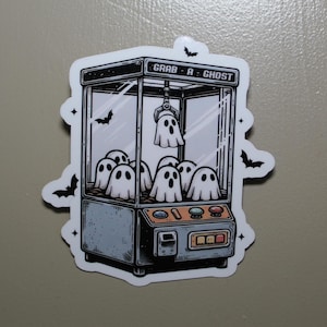 Retro Arcade Halloween Sticker, Funny Sticker, Retro Ghost Sticker, Fall Sticker, Spooky, PREMIUM Quality, Laminated, Glossy Finish