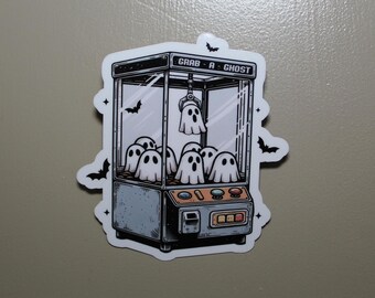 Retro Arcade Halloween Sticker, Funny Sticker, Retro Ghost Sticker, Fall Sticker, Spooky, PREMIUM Quality, Laminated, Glossy Finish