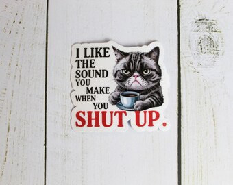Grumpy Cat Sticker, I like the sound you make when you shut up, Sarcastic Sticker, Hang on It gets worse, Funny Sticker, Cat Stickers, Funny