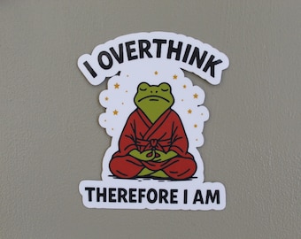 Funny Mental Health Sticker - Overthinking Scribble Brain Vinyl Decal - Glossy, Water Resistant, Anxiety Meme for Laptop or Water Bottle