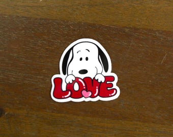 Beagle Love sticker Waterproof Sticker, Snoopy, Valentines day