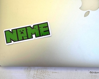 Custom Mine Game Style Sticker/Video game Sticker/Holographic Die Cut/Personalized, hydroflask, waterbottle, gifts, party, laptop, school