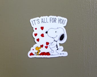 Beagle Love sticker Waterproof Sticker, It's all for you valentines day sticker, Snoopy, Valentines day
