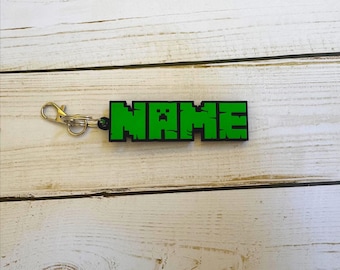 Personalized Pixel Font Name Keychain: 3D Printed PLA Plastic, personalized key chain