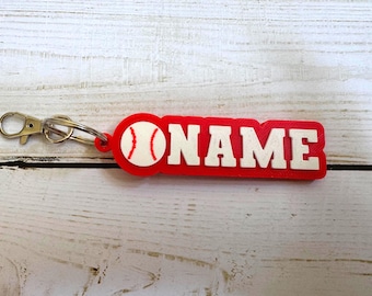 Baseball Personalized Keychain / Keyring / Bag Tag / Name Tag - 3D Printed Plastic / Fall Ball / T-Ball, personalized key chain