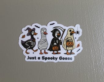 Just a Spooky Goose Stickers, Spooky Ghost Sticker, Halloween Sticker, Laptop stickers, Funny stickers, Spooky Goose Halloween sticker
