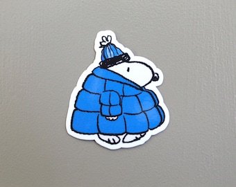 Blue puffer jacket beagle water resistant vinyl sticker