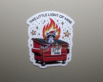 Dumpster Fire Raccoon Sticker for laptop Stanley Cup sticker gift for friend kawaii sticker funny cute animal anarchy trash anarchist burn