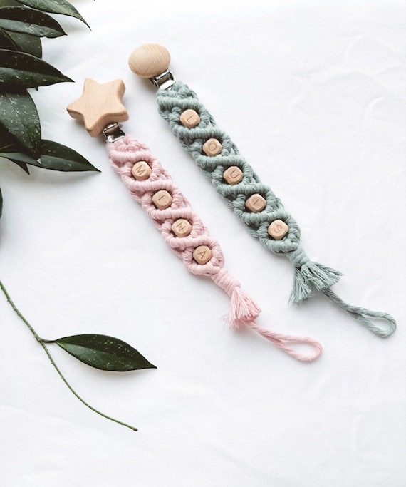 Personalize Pacifier Clip Macrame for Baby Shower Gift Newborn New
