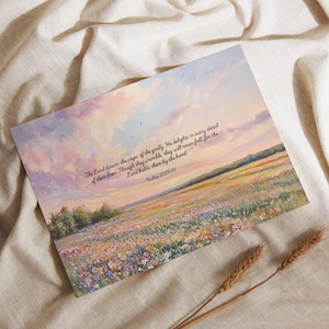 Psalms 37:23-24 Art Print | Cottage Core Christian Wall Art | Landscape Poster | Bible Verse Print | Oil Painting | Digital Download 1 Print