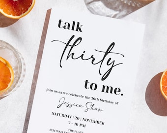 Talk Thirty to Me 30th Birthday Customizable Invitation DIY Instant Download