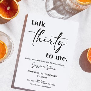 Talk Thirty to Me 30th Birthday Customizable Invitation DIY Instant Download