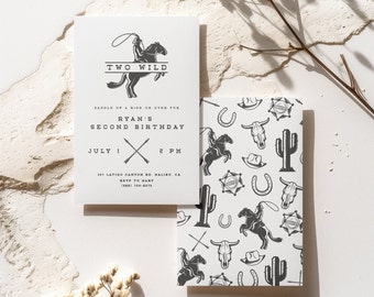 TWO WILD Western Birthday Party Personalized Invitation Customizable DIY Instant Download