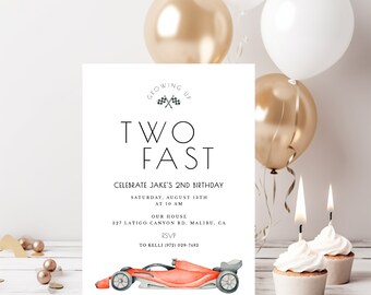TWO FAST Second Birthday Party Personalized Invitation Customizable DIY Instant Download