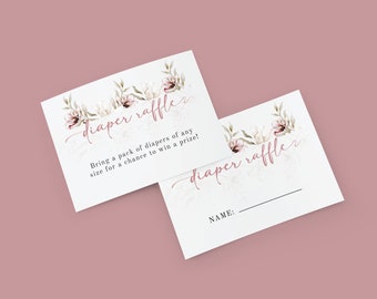Baby in Bloom Baby Shower Diaper Raffle Cards Customizable DIY Instant Download