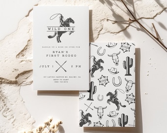 Wild One Western Birthday Party Personalized Invitation Customizable DIY Instant Download