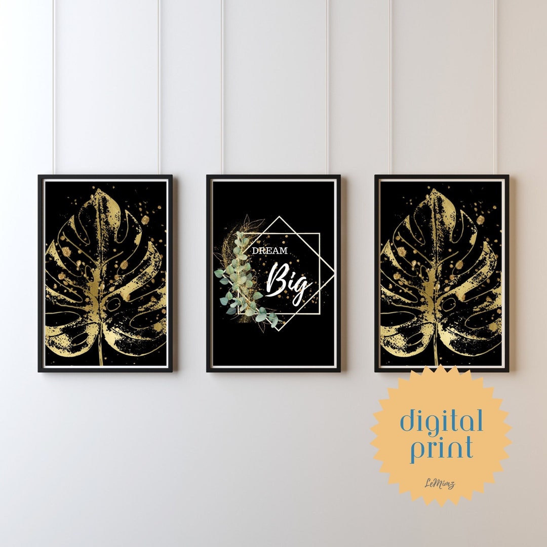 Printable Wall Art Dream Big Gold Leaf/wall Decor/poster Art Print