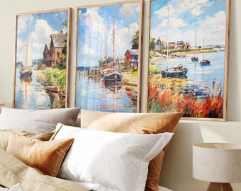 Claude Monet Set 3 Printable Posters Vintage Painting Wall Art Impressionism Digital Download Style Monet 'Boatyard near Hon fleur' Set 2