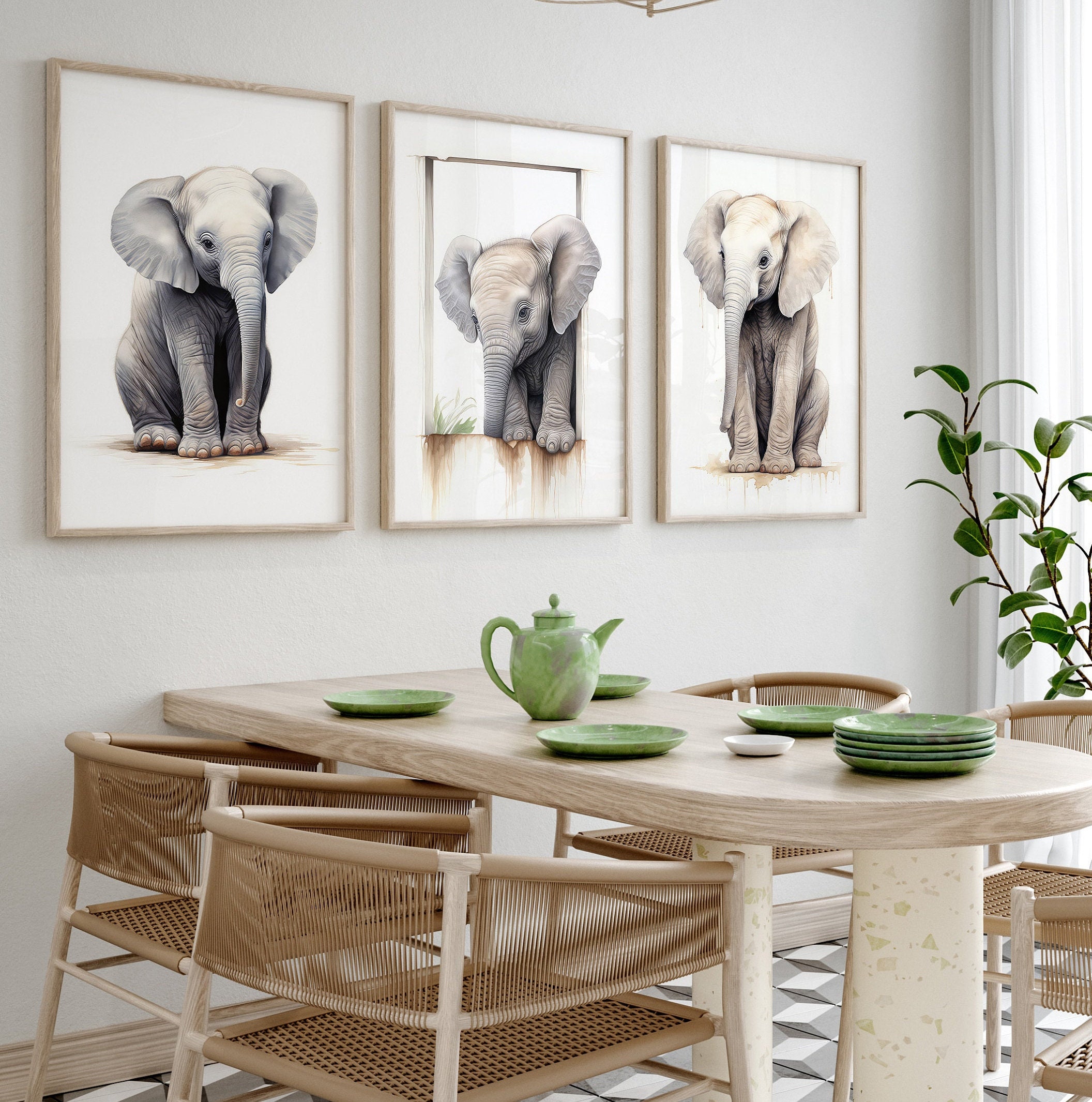 Baby Elephant Water Color, Digital Art, Digital Print, Wall Art ...
