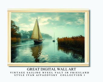 Vintage Sailing 1 Boat Wall Art Nautical Printable art Inspired by Ivan Aivazovsk Printable Sailing Nautical Decor Art Digital DownloadSet 1