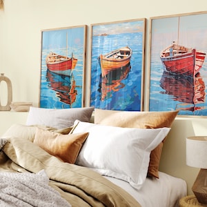 DIGITAL ART, Classic Wooden Rowboats Digital Downloads, Set of 3 High-Resolution Rowboat Images, Printable Wooden Boat Art SET 3,