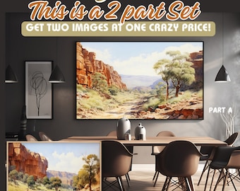 Australian Wall Art, 2 IMAGE Set In style  Australian artist Albert Namatjira,  Outback Landscape DIGITAL-DOWNLOADS beautiful Unique Set 1