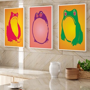 Japanese POP Set 3 Frog Prints Set 2, Japanese Prints, Vintage Art, Japanese Frog, Matsumoto Hoji Wall Decor, Modern Art Digital WallArt