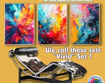 Colourful Abstract Art Print Set of 3 Prints Modern Printable Art Modern Abstract Art Wall Art Colorful Print Modern Painting “VIVID” set 1