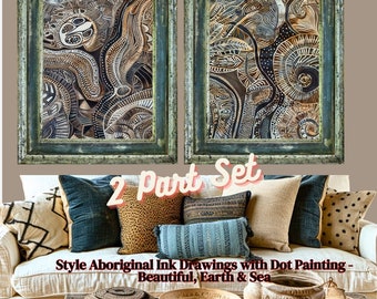 Australian Outback Set Of 2 IMAGES Digital Download | Indigenous Artwork | Australian Art Print| Contemporary Art Fabulous DOT Ink Sketches