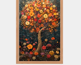 Pictorial Persian Rug reproduction ART Home Decor Artwork of a Tree of Life Eclectic Gallery Wall Décor.WallArt, Persian Single Portrait S 2