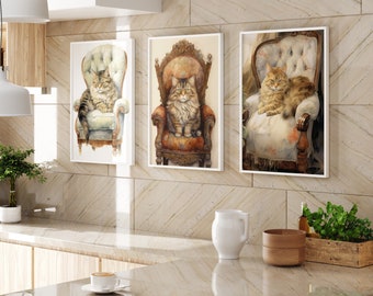 My Cats, & always Very Comfortable, Vintage Wall Art, Cat Print, Tabby Cats, Cat Family, DIGITAL DOWNLOAD, PRINTABLE Art, Wall Art Set 3.