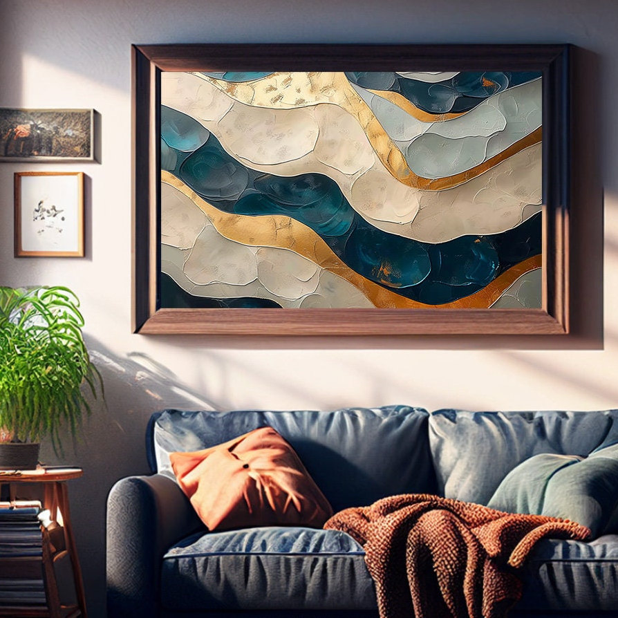Modern Abstract Art LANDSCAPE 'metalic Curves' Exciting Contemporary ...