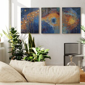 DIGITAL DOWNLOADS. Wall Art, Set of 3 beautiful Prints we call &quot;Molten Stars&quot;, digital art.  MODERN Art,  abstract set