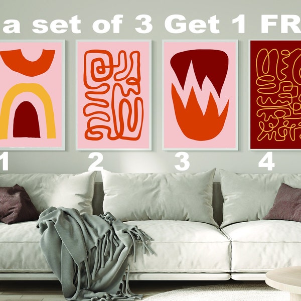 Digitale Downloads. Matisse Concepts 2 SPEZIAL SET, Set erhalten 4 für 3 zahlen! Wandkunst, Set von 4 Prints Mid-Century Modern Printable Abstrakt