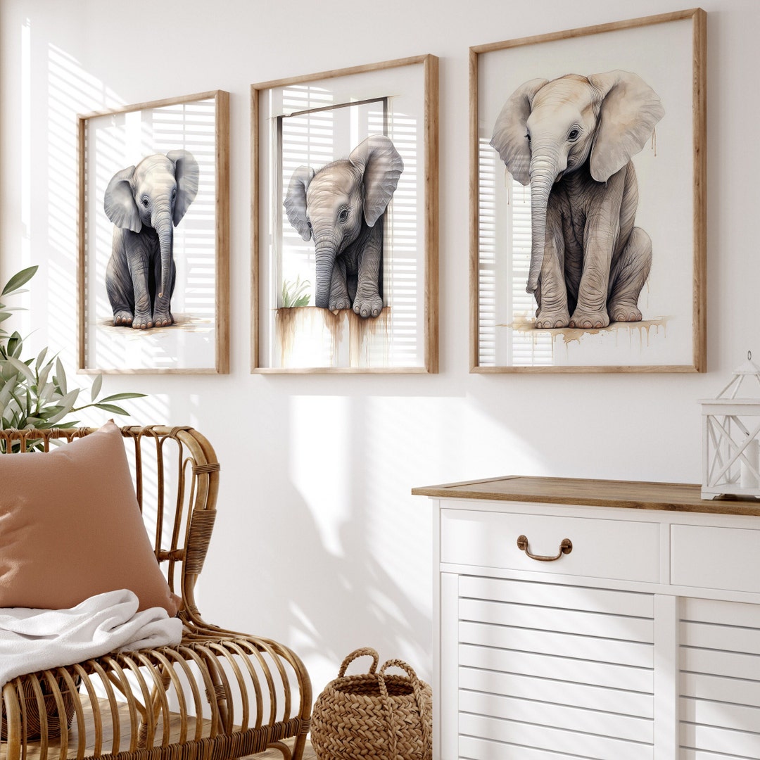 Baby Elephant Water Color, Digital Art, Digital Print, Wall Art ...