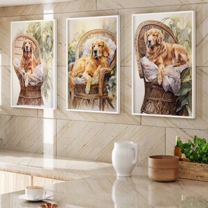 Cozy Canine Comfort Digital Wall Art Downloads - Golden Retrievers Digital Wall Art downloads a fabulous set of 3 images Dog Lovers Delight