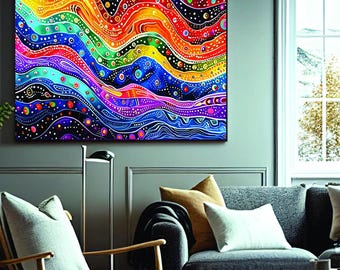 Aboriginal Inspired Dot Art Print: Geometric Landscape (Digital Download)