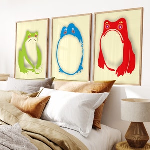 Japanese POP Set 3 Frog Prints Set 3, Japanese Prints, Vintage Art, Japanese Frog, Matsumoto Hoji Wall Decor, Modern Art Digital WallArt
