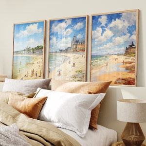 Claude Monet Set 3 Printable Posters Vintage Painting Wall Art Impressionism Digital Download Style Monet &#39;The Beach at Trouville&#39; Set 3