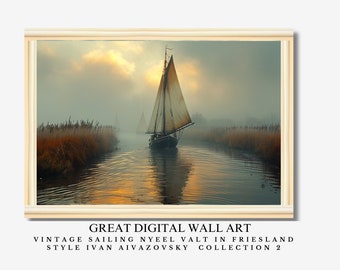 Vintage Sailing 2 Boat Wall Art Nautical Printable art Inspired by Ivan Aivazovsk Printable Sailing Nautical Decor Art,Digital DownloadSet 2