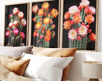 Cactus Flowers Set 3, Modern Home Decor, Digital Download, Cactus Wall Art Prints, Abstract Cactus Print, Desert Prints Minimalist Art Print